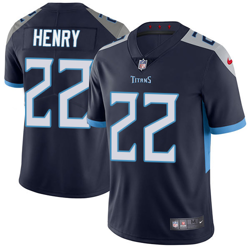 Nike Titans #22 Derrick Henry Navy Blue Alternate Youth Stitched NFL Vapor Untouchable Limited Jersey - Click Image to Close